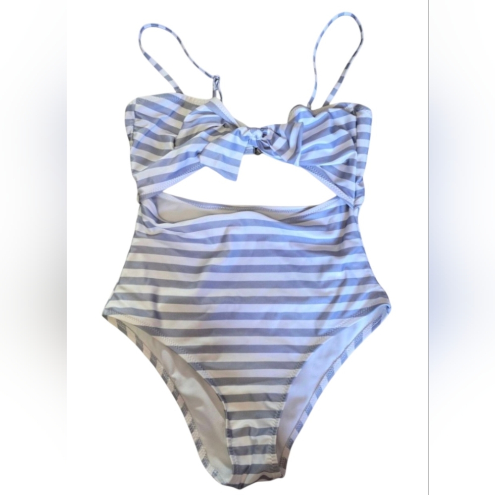 Striped Cut-out One-Piece Swimsuit Sz S